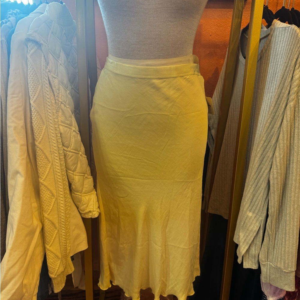 Free People Yellow Midi Skirt
